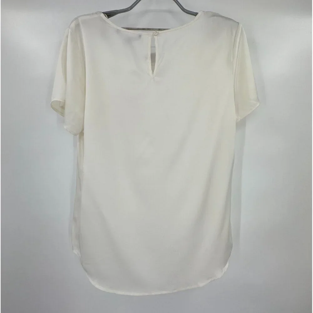 Quince Ivory-White Short Sleeve Silk Tee size XL - Picture 3 of 5